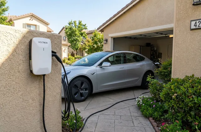 Installation d'une borne de recharge à domicile sur un mur de maison